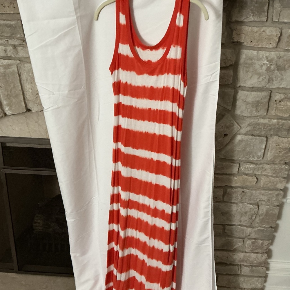 Calvin Klein Orange and White Tie-Dye Dress